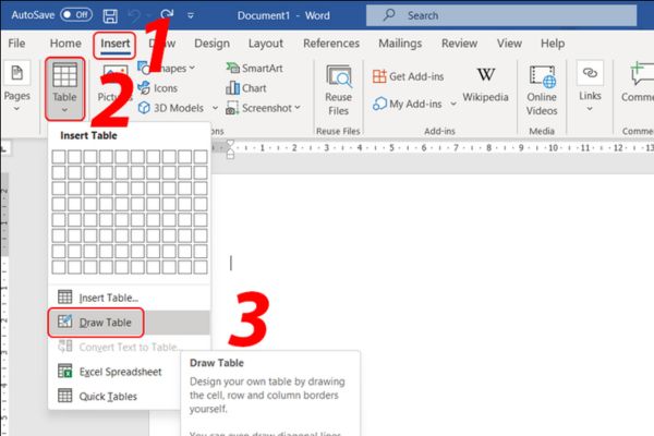 chèn và định dạng bảng cơ bản trong Microsoft Word