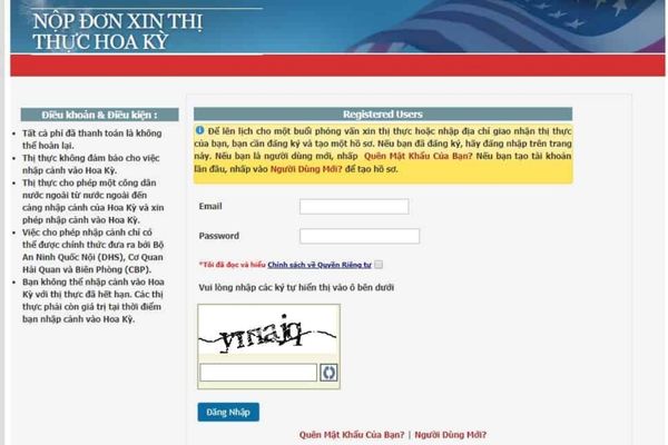 Đăng kí địa chỉ tại trang web ustraveldocs để hoàn thành thủ tục xin visa Mỹ