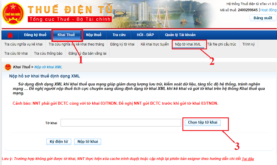 Nộp tờ khai thuế