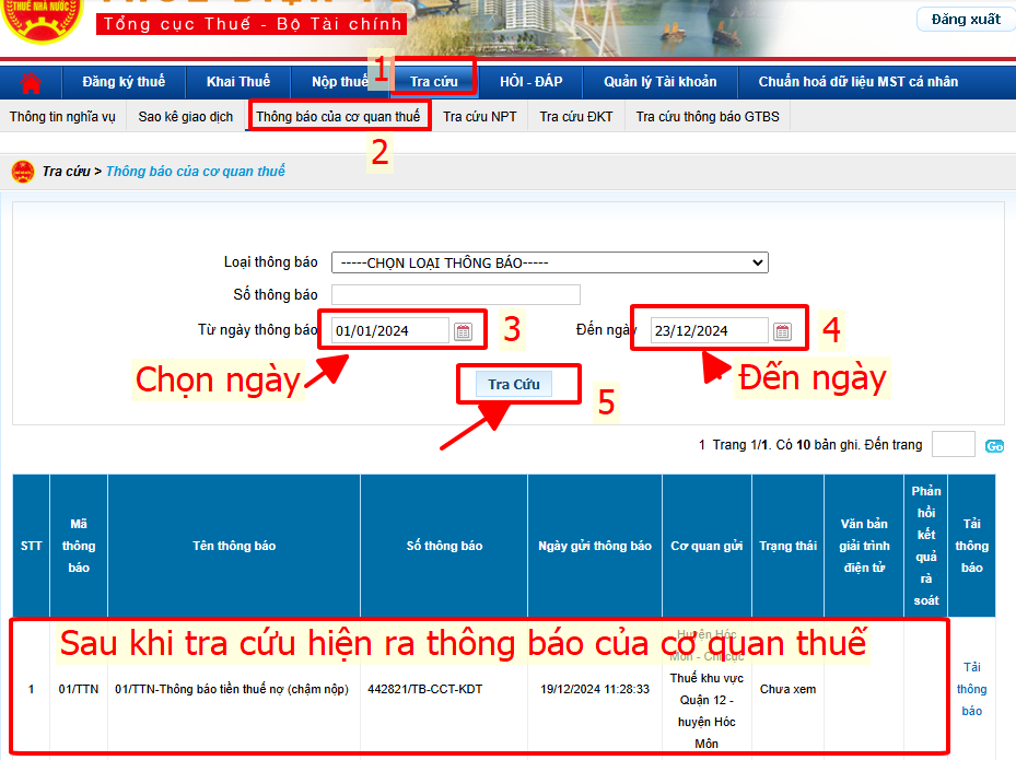 Kiểm tra tình trạng tờ khai